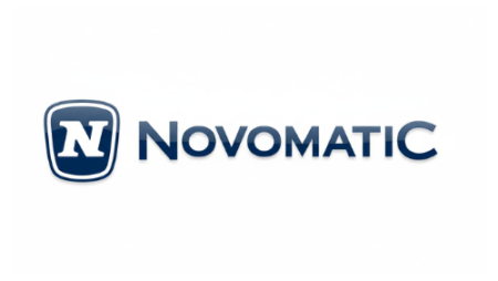 Novomatic logo, international casino and slot game provider